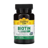foto дієтична добавка вітаміни в капсулах country life high potency biotin концентрований біотин (в7) 5 мг, 120 шт
