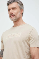 foto бавовняна футболка guess колір коричневий з аплікацією