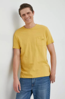 foto бавовняна футболка guess колір бежевий однотонний