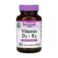 foto дієтична добавка в капсулах bluebonnet nutrition vitamin d3 & k2 вітаміни d3 і k2, 60 шт