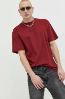 foto бавовняна футболка karl kani колір бордовий з аплікацією