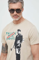foto бавовняна футболка guess x brandalised with graffiti by banksy колір бежевий з принтом