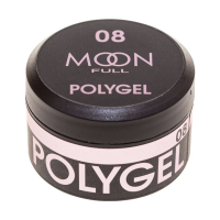 foto полігель для нарощування нігтів moon full poly gel 08 нюдовий з шиммером, 15 мл