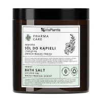 foto сіль для ванн pharma care bath salt біла фрезія, із фіолетовою глиною, 800 г