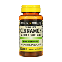 foto дієтична добавка в капсулах mason natural cinnamon alpha lipoic acid кориця з альфа-ліпоєвою кислотою, 60 шт