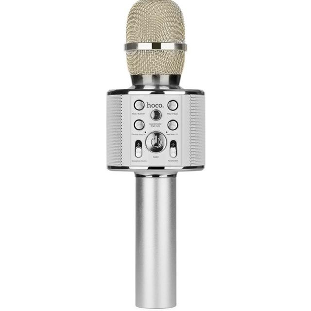 foto караоке мікрофон-колонка hoco bk3 cool (silver)