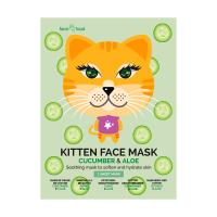 foto тканинна маска для обличчя 7th heaven face food kitten face mask cucumber & aloe кошеня, з екстрактом огірка та алое, з 8 років, 1 шт