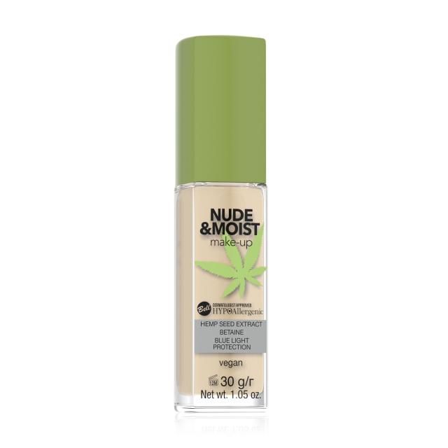 foto тональний крем для обличчя bell hypoallergenic nude & moist make-up 04 natural tan, 30 г