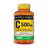foto харчова добавка вітаміни в таблетках mason natural vitamin c вітамін c 500 мг з шипшиною та біофлавоноїдами, 90 шт