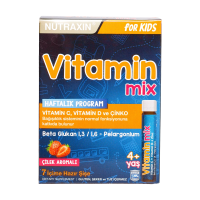foto дієтична добавка в рідині nutraxin vitamin mix вітамін мікс, зі смаком полуниці, для дітей від 4 років, 7*25 мл