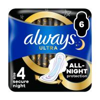 foto прокладки для критичних днів always ultra secure night розмір 4, 6 шт