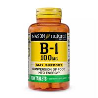 foto харчова добавка вітаміни в таблетках mason natural vitamin b1 100 мг, 100 шт