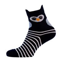 foto шкарпетки підліткові siela rt1313-146 сова, високі, чорні, розмір 31-34