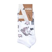 foto шкарпетки жіночі amigа укорочені, білі з єдинорогами, розмір 23-25