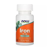 foto дієтична добавка мінерали в капсулах now foods iron залізо 18 мг, 120 шт