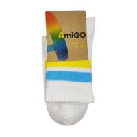 foto шкарпетки дитячі аmigo спорт, високі, білі з жовто-блакитною смужкою, розмір 16-18