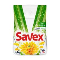 foto пральний порошок savex 2in1 fresh для білих та кольорових тканин, автомат, 16 циклів прання, 2.4 кг