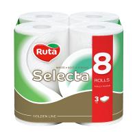 foto туалетний папір ruta selecta білий, 3-шаровий, 150 відривів, 8 рулонів
