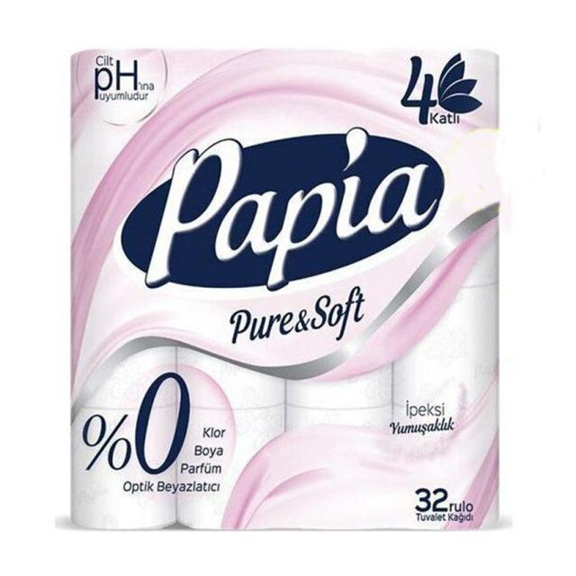 foto туалетний папір papia білий, 4-шаровий, 140 відривів, 32 шт
