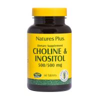 foto дієтична добавка в таблетках naturesplus choline & inositol холін та інозитол 500/500 мг, 60 шт