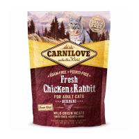 foto сухий корм для дорослих кішок carnilove fresh chicken & rabbit з куркою та кроликом, 400 г