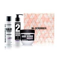 foto набір для волосся mr.scrubber гладкість та краса (шампунь, 200 мл + експрес-маска, 200 мл + скраб для шкіри голови, 250 г)