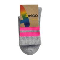 foto дитячі шкарпетки amigo спорт, високі, сірі з малиновою смужкою, розмір 18-20