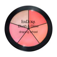 foto палетка рум'ян для обличчя isadora blush & glow draping wheel 56 pink pop, 18 г