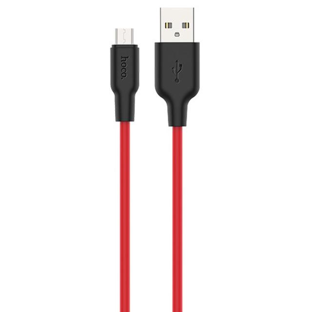 foto дата кабель hoco x21 plus silicone microusb cable (2m) (black / red)