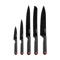 foto набір ножів ardesto black mars з неіржавки чорної сталі та пластиковими ручками, 5 предметів (ar2105br)
