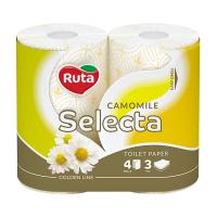 foto туалетний папір ruta selecta з екстрактом ромашки, білий, 3-шаровий, 150 відривів, 4 рулони