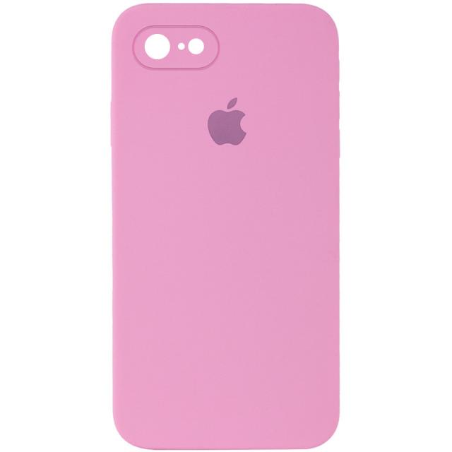 foto чохол silicone case square full camera protective (aa) для apple iphone 6/6s (4.7") (рожевий / light pink)