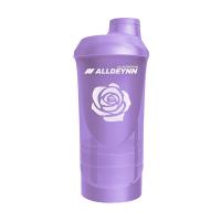 foto шейкер allnutrition alldeynn shaker фіолетовий, з трьома відділеннями, 600 мл + 350 мл