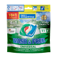 foto капсули для прання wash and free universal гірська свіжість, 11 шт