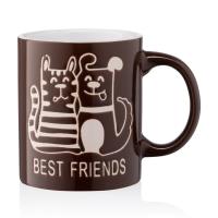 foto чашка ardesto best friends керамічна, коричнева, 330 мл (ar3471br)