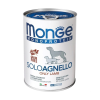 foto вологий корм для собак monge monoprotein solo зі смаком ягня, 400 г
