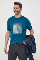 foto бавовняна футболка armani exchange колір бірюзовий з принтом