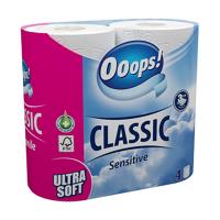 foto туалетний папір ooops! classic sensitive білий, 3-шаровий, 4 рулони