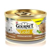 foto вологий корм для кішок purina gourmet gold ніжні биточки з індичкою та шпинатом, 85 г