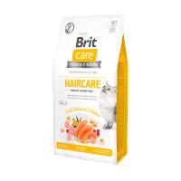foto сухий корм для кішок brit care haircare для догляду за шкірою та шерстю, з лососем та куркою, 7 кг