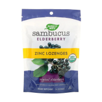 foto дієтична добавка в льодяниках nature's way sambucus elderberry zinc lozenges, pepper mint, 24 шт