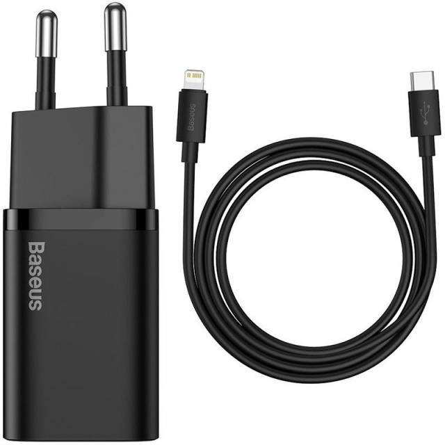 foto мзп baseus super si quick charger 1c 20w + кабель type-c to lightningдля зарядные устройства