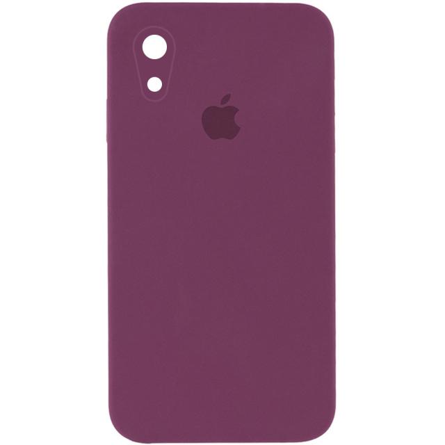 foto чохол silicone case square full camera protective (aa) для apple iphone xr (6.1") (бордовий / maroon)