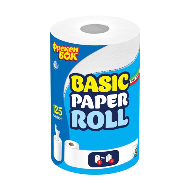 foto паперові рушники фрекен бок basic paper roll 2-шарові, 125 відривів, 1 шт