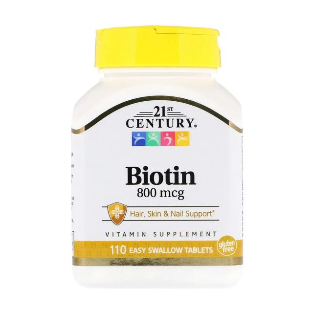 foto харчова добавка в таблетках 21st century biotin біотин 800 мкг, 110 шт