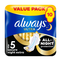 foto гігієнічні прокладки для критичних днів always ultra secure night extra розмір 5, 10 шт