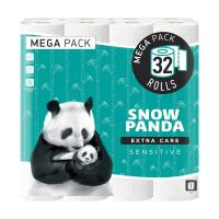 foto туалетний папір сніжна панда extra care sensitive білий, 3-шаровий, 142 відриви, 32 рулони