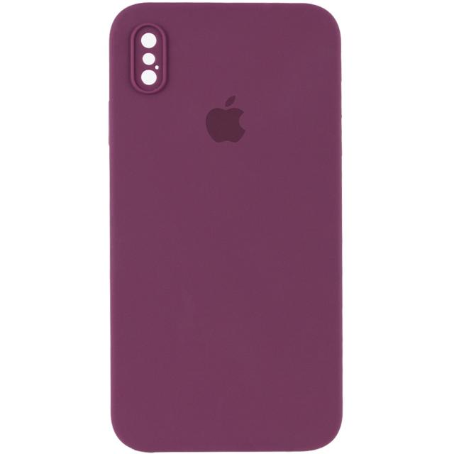 foto чохол silicone case square full camera protective (aa) для apple iphone xs max (6.5") (бордовий / maroon)