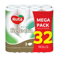 foto туалетний папір ruta selecta premium mega pack білий, 3-шаровий, 150 відривів, 32 рулони