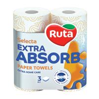 foto паперові рушники ruta selecta extra absorb 3-шарові, 105 відривів, 2 рулони